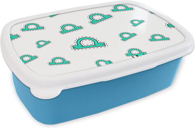 Broodtrommel Blauw - Lunchbox - Brooddoos - Weegschaal - Zodiac - Astrologie - 18x12x6 cm - Kinderen - Jongen