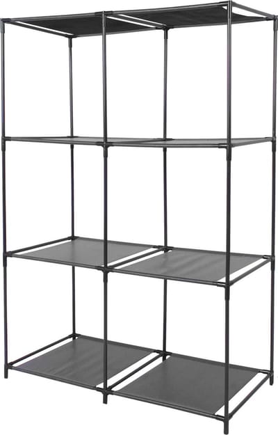 Urban Living Opbergrek 3-laags - metaal - kunststof - zwart - 68 x 104 cm - voor opbergmanden