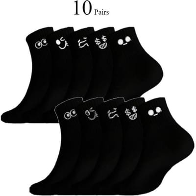 5/10/20 Paires Chaussettes Blanches Cartoon Hommes Femmes Tendance Polyvalentes Expression Chaussettes Fille Douces Respirantes Confortables Chaussettes Décontractées One Size gray