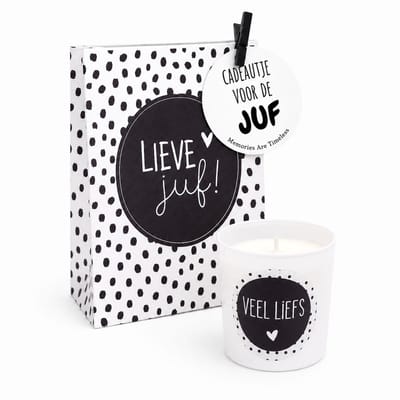 Juf Cadeau Met Kaars - Lieve Juf Cadeauset - Bolsius Kaars - Memories Are Timeless
