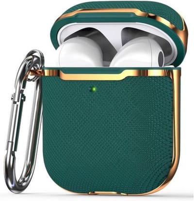 AirPods hoesjes van By Qubix - AirPods 1/2 hoesje - Hardcase - Plated series - Groen + Goud Airpods Case Hoesje voor Airpods Airpods 1 Airpods 2 Hoes