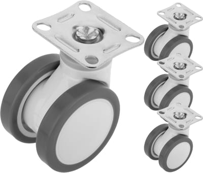 PrimeMatik - PU&ABS zwenkwielen voor medisch bed, plaatklem, 75x56x98mm 4-pack