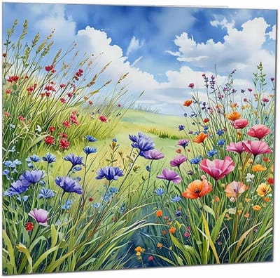 Luxe Wenskaart met Natuur Bloemen – Blanco Groet- en Verjaardagskaart