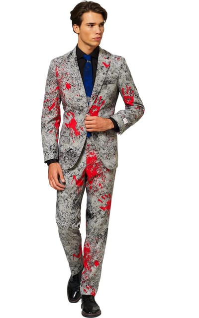 OppoSuits Zombiac - Heren Pak - Halloween Kostuum - Zombie Pak - Grijs - Horror - Maat 48