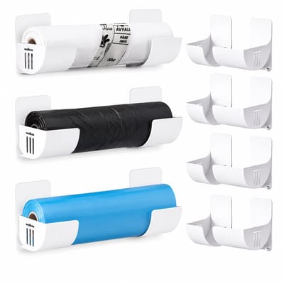 Zelfklevende Vuilniszakhouder Voor 1 Zak – Wandhouder voor Afvalzakken – Keukenkast Organizer Zonder Boren – 7 × 6,5 × 4 cm – Wit