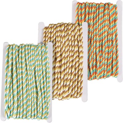 60m Polyester Gedraaide Koorden 6mm in 3 Kleuren - 3 Ply Macrame Touw voor DIY Projecten, Huisdecoratie en Cadeauverpakking, Bruin