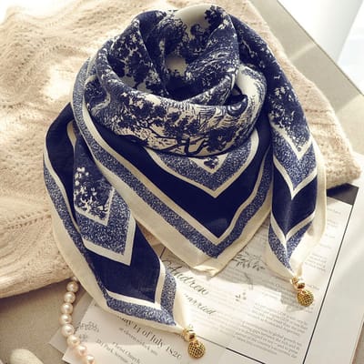 Magnetische sluiting doekjes - 70cm - katoen-linnen halsdoekjes - comfortabele nekwarmer - elegant en veelzijdig te combineren - ook te gebruiken als blouse, sjaal of decoratieve accessoire -Katoen doek - bos Tibet