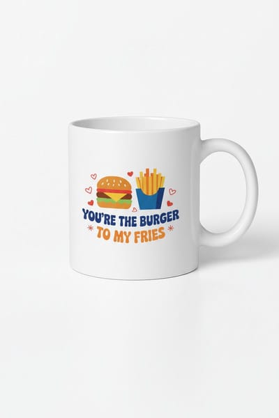 Romantische Mok 'You're the Burger to My Fries' - Liefde & Vriendschap Burger Friet Cadeau Mok
