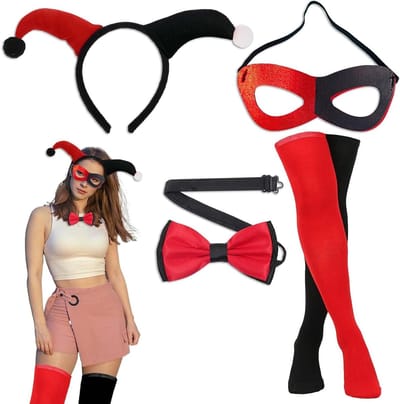 Party Fashion Harlequin Haarband en Oogmasker voor Killer Clown Carnaval en Themapartijen