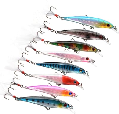 Set van 8 Visserslures met Jigkop, Zachte Rubber Aas voor Zoet en Zout Water, Vissen Accessoires met Opbergdoos, Perfect voor Snoek, Zander en Baars