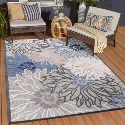 Muratap Binnen en buiten vloerkleed floral outdoor laagpolig tapijt 60x110 cm