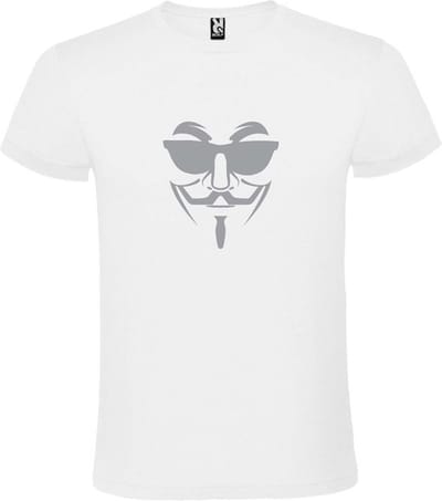 Wit T shirt met print van " Vendetta " print Zilver size S