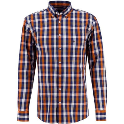 Fynch-Hatton Overhemd Bold Multi Combi Check Button Down Burnt Orange-Multi / male