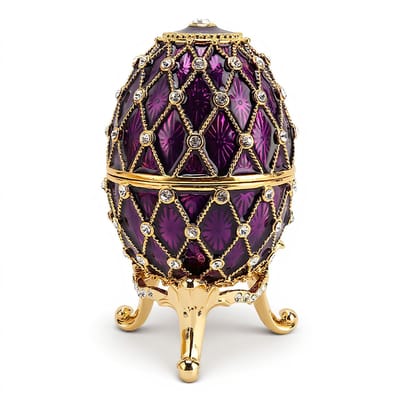 Snuisterijdoosje Ei Geëmailleerde Sieraden Doos, Ei Sieraden Dozen voor Home Decor, Klassieke Ornamenten Metalen Ambachtelijke voor Home Decor (Purper)