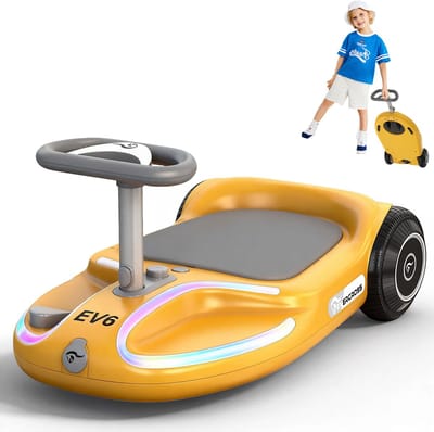 EVERCROSS Elektrische Wiggle Car voor Kinderen - 4-in-1 Loopauto met Pedaal, 90W Motor, 3 Snelheden, 360° Besturing, LED Verlichting & Bluetooth, Opvouwbaar