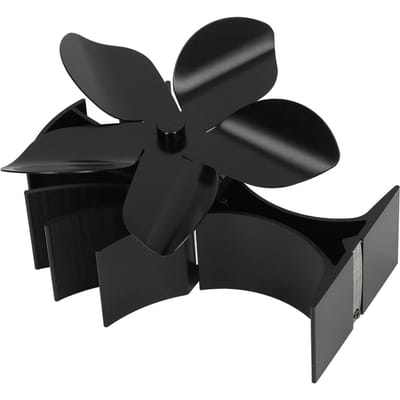 Ventilateur de poêle alimenté par la chaleur à faible bruit en alliage d'aluminium à 5 pales Accessoire de cheminée pour la maison black