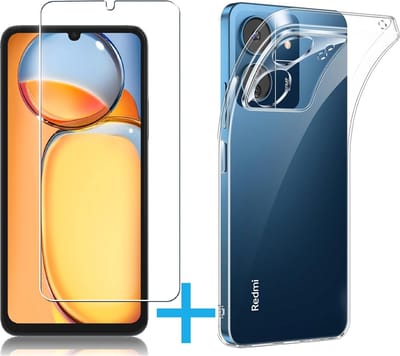 Silicone Hoesje Geschikt voor: Xiaomi Redmi 13C - Soft Silicone - Transparant - + 3X Tempered Glass Screenprotector - ZT Accessoires