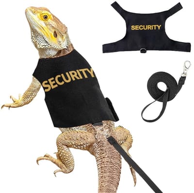 carmdering - Baardagame Harnas - Hagedis Harnas - Reptielen Harnas - SECURITY print, canvas, klittenband - Nek 11,5-19 cm, borst 16,5-25,5 cm - Met 1,6 m riem - Voor kleine reptielen - Comfortabel en duurzaam