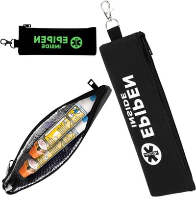 Draagtas voor EpiPen in het Zwart met Glow in The Dark Label, Ideaal voor Reizen en Bescherming
