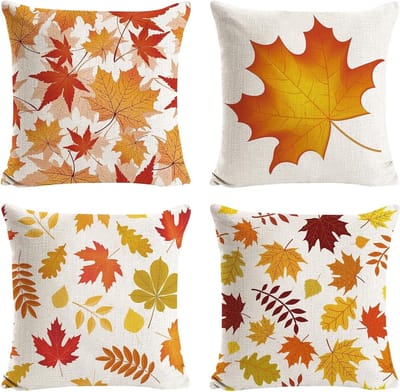 Herfst Kussenhoezen 45 x 45 cm - Decoratieve Kussenhoezen met Esdoornblad voor Bank en Bed - Ideaal voor Oogstfestival en Seizoensdecoratie