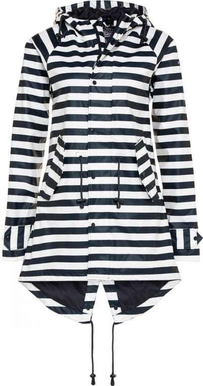 Donkerblauw met wit gestreepte dames regenjas / parka HafenCity® XXXL