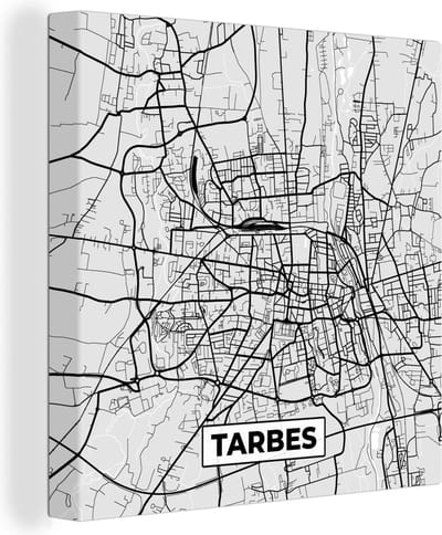 Canvas Schilderij Plattegrond - Tarbes - Stadskaart - Kaart - Frankrijk - 20x20 cm - Wanddecoratie
