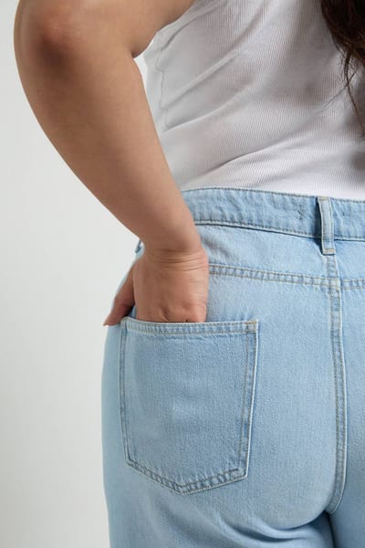 boohoo Dames Plus Basics Hoge Taille Wijde Pijp Jeans | Gebleekt | Maat: 16/30L