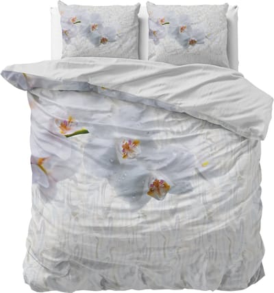 Sleeptime Orchid Dekbedovertrek - Tweepersoons - 200X200/260 + 2 x kussenslopen 60x70 - Wit