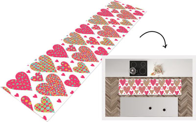 Keukenloper - Loper keuken - Meisje - Hart - Love - Patronen - 200x50 cm - Keukenloper vinyl