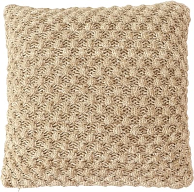 Urbane Hide Popcorn Gebreide Kussenhoes - 45x45 cm - 100% Katoen - Sierkussenhoes Khaki - Stoer Woonaccessoire (Zonder Binnenkussen)
