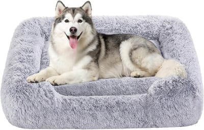 Famanu – Extra Groot Hondenbed 120 x 85 x 23 cm – Zachte Vulling met Opstaande Randen, Afneembare en Wasbare Hoes, Antislip Onderzijde, Hondensofa