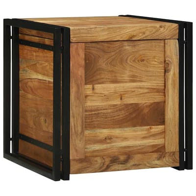 vidaXL - Opbergbox - Bruin - en - Zwart - 50 - x - 50 - x - 50 - cm - Massief - Acacia - Hout