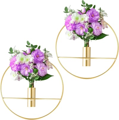 Set van 2 Wandvazen van Metaal voor Bloemen - Wanddecoratie voor Binnen, Bruiloften en Kantoor - Hydroponische Plantenhouder