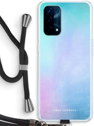 Case Company® - Hoesje met koord geschikt voor Oppo A74 5G hoesje met Koord - Mist pastel - Telefoonhoesje met Zwart Koord - Bescherming aan alle Kanten en Over de Schermrand