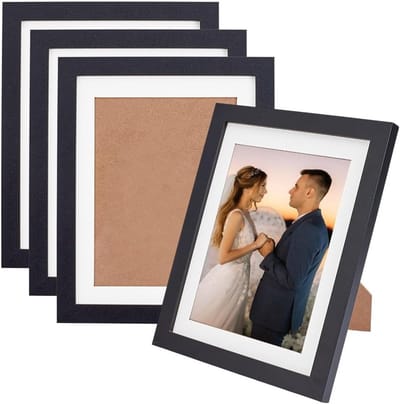 Set van 4 Zwarte Theaterlijsten voor Foto's tot 24 x 18,8 cm - Ideaal voor Woonkamer Decoratie en Tafelversiering