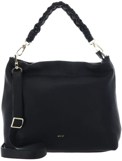abro Leren schoudertas Leather Dalia Hobo Bag Soley Black / Gold zwart