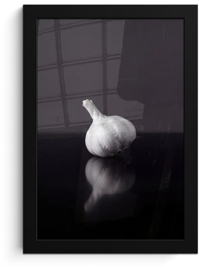 Poster in lijst - Fotolijst 20x30 cm - Posters - Knoflook - Zwart - Wit - Posterlijst zwart - Decoratie - Wanddecoratie woonkamer - Muurdecoratie slaapkamer