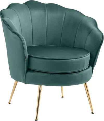CLP Rosita Fauteuil - Met armleuning - Goudkleurig metalen frame - Velvet - Fluweel - groen