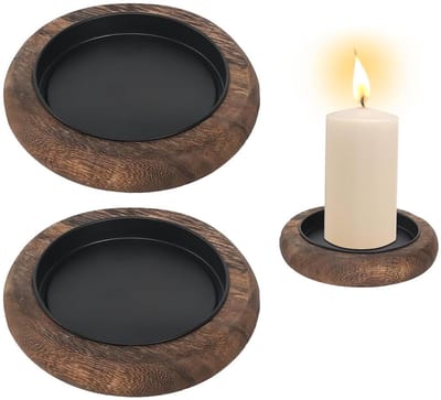 Allecto - Kaarsenbord - Houten kaarsenonderzetters - Voor stompkaarsen - Bruin - Adventskrans - Geschikt voor bruiloft en doop