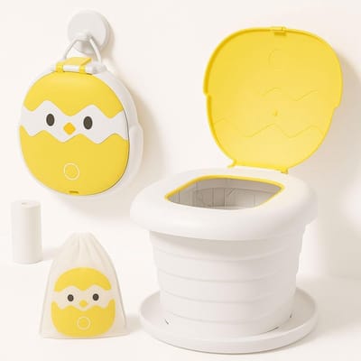 Kinder Toiletbril - Potje Opvouwbaar - Zindelijkheidstraining - Antislip Ontwerp - 27 x 23 cm - Geel