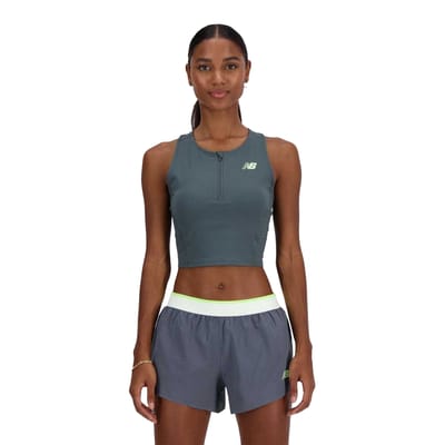 New Balance Nauwsluitende racetanktop voor dames (Grijs)