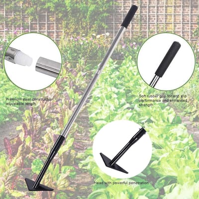 Driehoekige Tuinschoffel - Onkruidsteker Grondwoeler - Onkruid Wieden - Afneembare Steel - 145 cm - Zwart