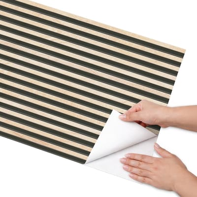 Coloray Meubel Wrap Folie - Beige Meubelfolie - 50x100 cm - Meubelfolie Zelfklevend Verticale strepen - Wrapfolie Keuken - Scandinavisch Meubelfolie - Decoratiefolie - Tafeldecoratie - Achtergronden en patronen