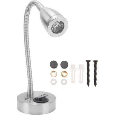 Lampe de chevet LED pour camping-car, pivotante à 360 degrés, flexible, col de cygne, pour bateau, camping-car, camion, DC 12 V à 24 V argenté