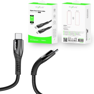 RIXUS - gevlochten oplaadkabel - USB C naar USB C Kabel - 1 meter - Snellader & Datasynchronisatie - Oplaadkabel geschikt voor o.a. Samsung, iPhone 15 & iPad