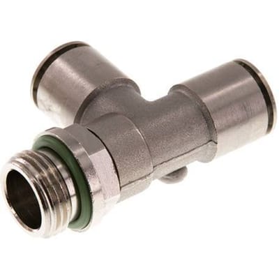 14mm x G1/2'' rechte hoek T-stuk Messing Insteekfitting Buitendraad Draaibaar FKM