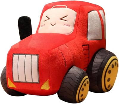 Pluche tractor speelgoed - Zacht kussen - Kinderkamer decoratie - Realistisch ontwerp - 22x30x20 cm - Rood
