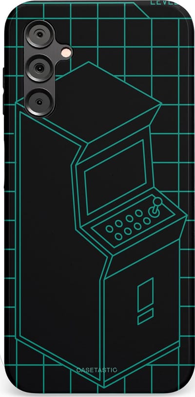 Casetastic Hoesje Geschikt voor Samsung A14 (5G/4G) - Stijlvolle Beschermende Duo-layer Case - Retro joystick