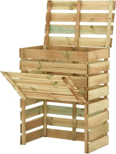 Compostbak Hout - Compostvat Tuin - Organisch Afval Verwerken - Lamelontwerp Goede Luchtcirculatie - 80 x 50 x 100 cm