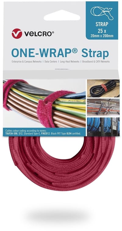VELCRO® One Wrap® Strap 20mm x 200mm, 25 Klittenbandriem Rood (helder) 1 stuk(s)